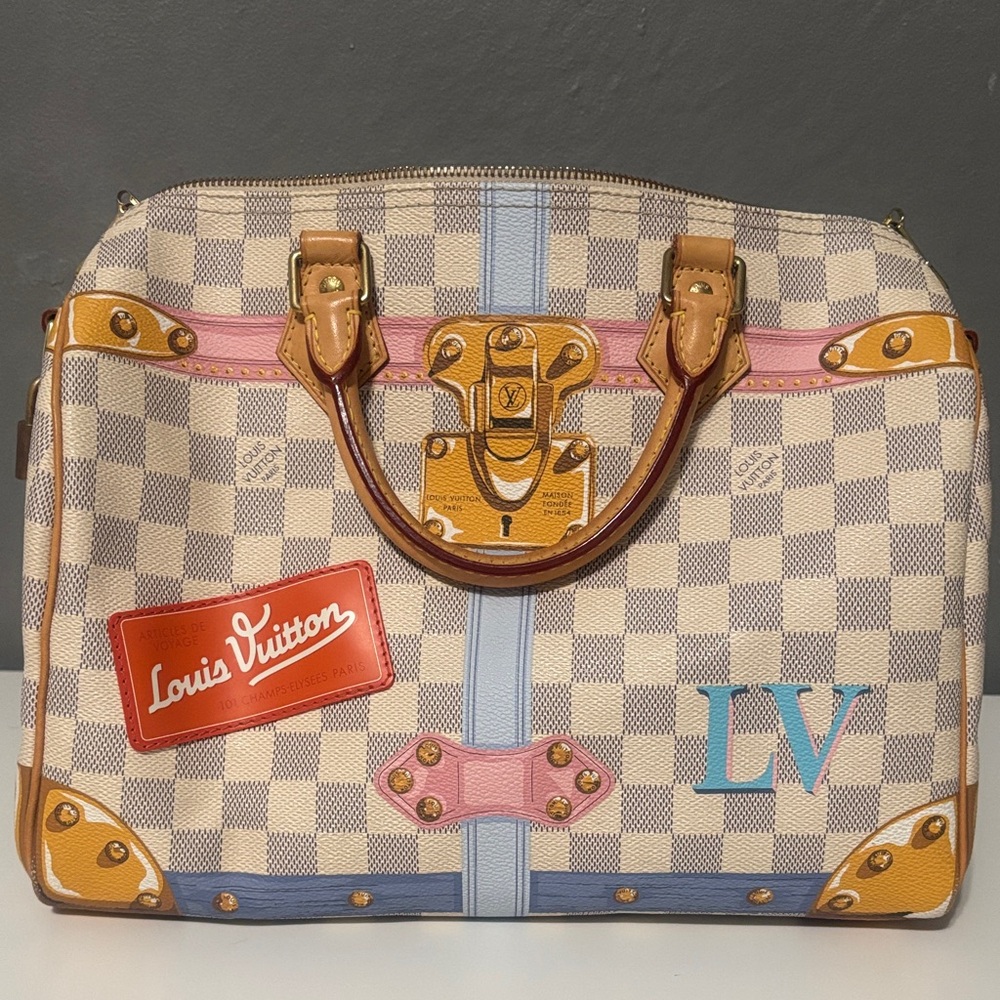 Louis Vuitton Damier Azur Summer Trunks Speedy Bandouliere 30